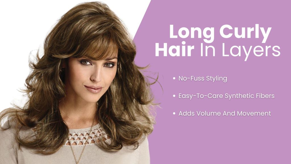 long curly hair with bangs