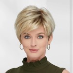 Short blonde open cap wig